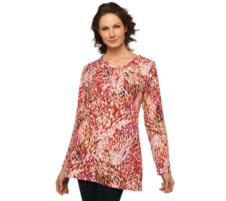 Liz Claiborne New York Brushstroke Print Knit Tunic - A228738