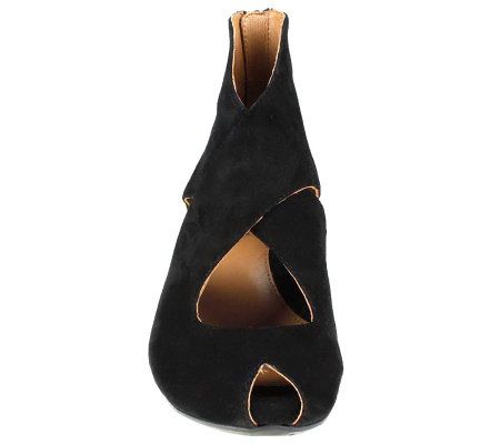 Earthies Syriana Suede Cross Strap Cut-Out Heels