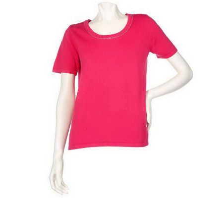 As Is Quacker Factory Sparkle and Shine Short Sleeve Shell - A229938