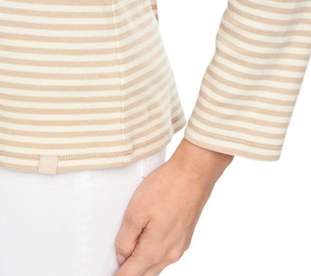 Liz Claiborne New York Long Sleeve Striped T-Shirt w/Lace Trim