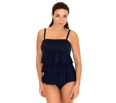 Fit 4 U Ds & Es Textured Three-Tiered BandeauSwim Top - A328038