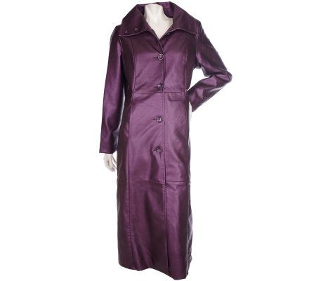 Modernist by Guillaume Full Length Faux Leather Coat w/Lining - A96638