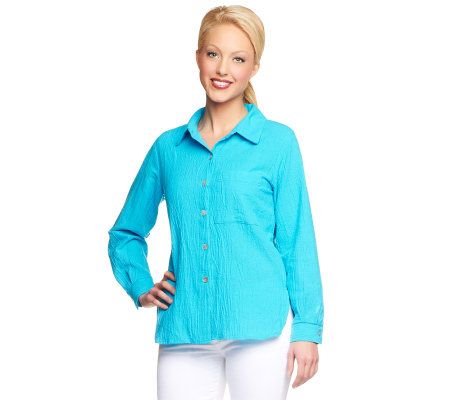 Susan Graver Solid Gauze Long Sleeve Big Shirt - A05039