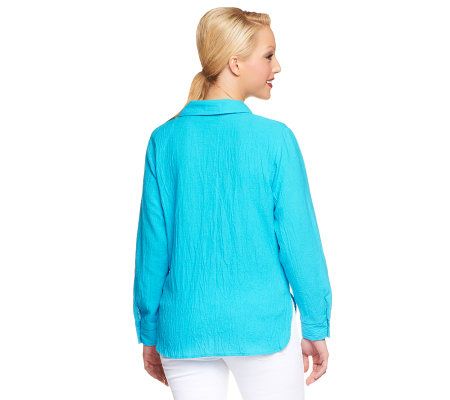 Susan Graver Solid Gauze Long Sleeve Big Shirt