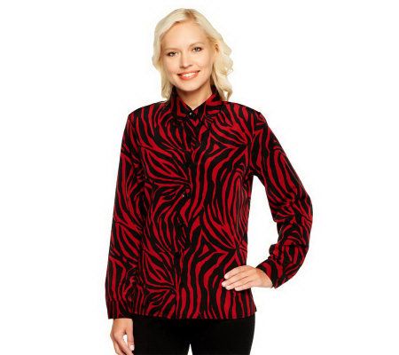 Susan Graver Animal Print Peachskin Big Shirt - A07139