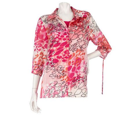 Susan Graver Georgette Shadow Stripe Big Shirt and Butterknit Tank - A200939