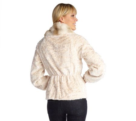 Luxe Rachel Zoe Faux Persian Fur and Faux Chinchilla Trim Jacket