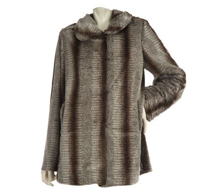 Dennis Basso Faux Fur Coat with Peter Pan Collar - A211139