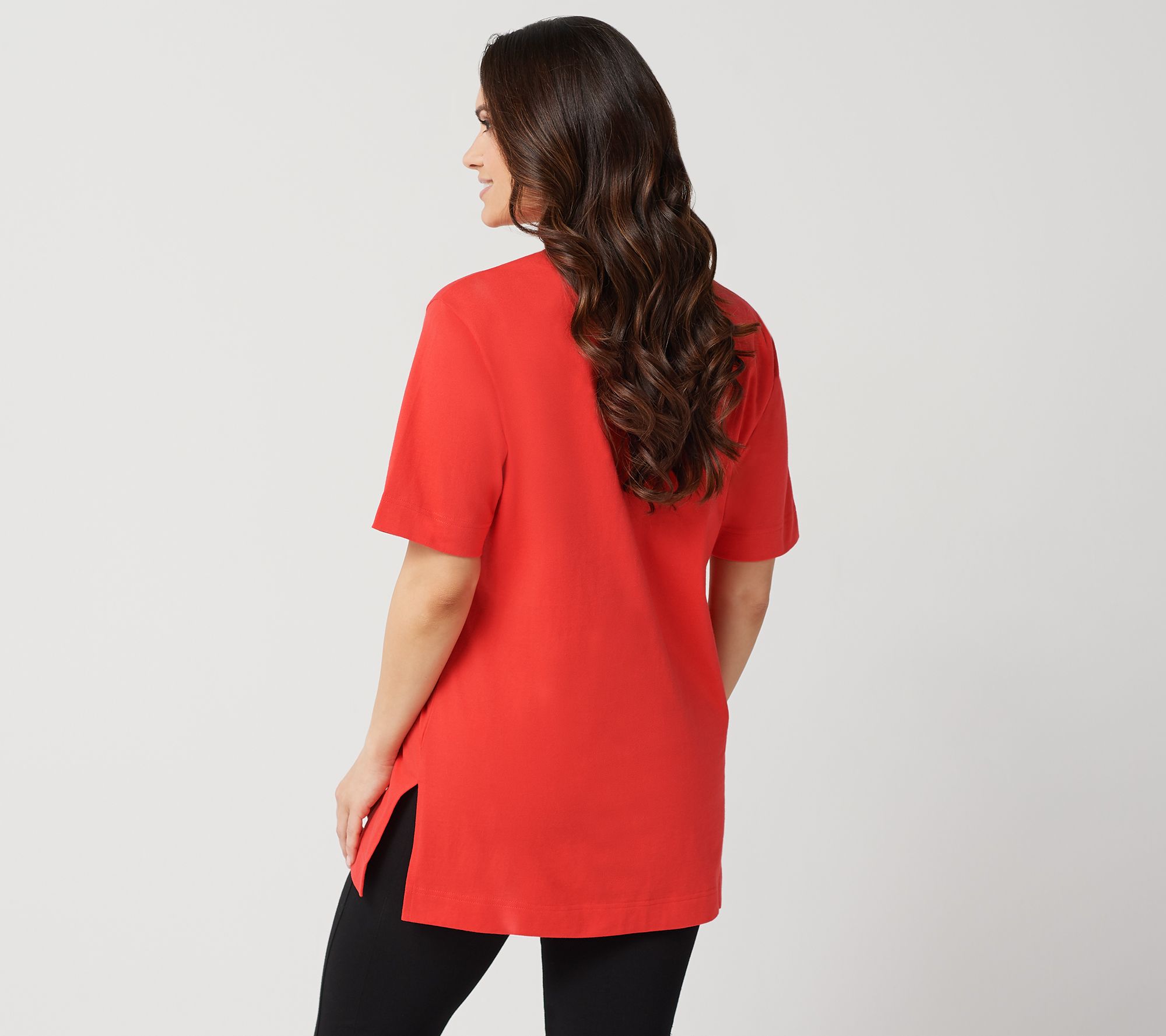 Denim & Co. Essentials Short Sleeve Oversized V-neck T-shirt