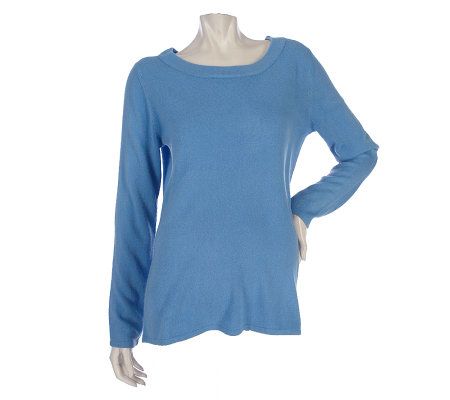 Susan Graver Essentials Plush Knit Jewel Neck Sweater - A212039
