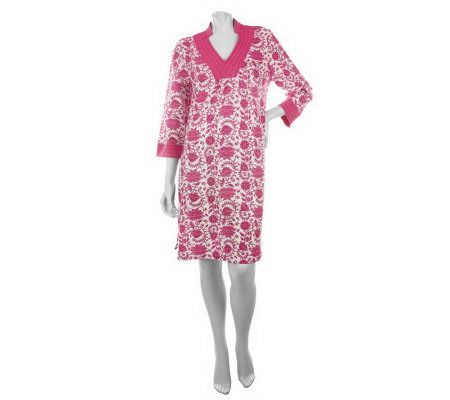 Carole Hochman Provence Blooms 100Cotton Jersey Caftan Shirt - A212339