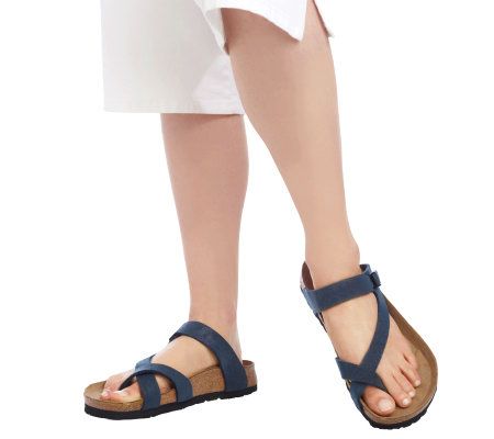 Birkis Lennox Patina Finish Toe LoopSandals w/ Adj. Buckle