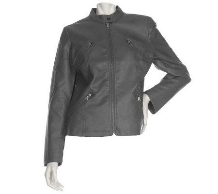 Susan Graver Faux Leather Zip Front Motorcycle Jacket - A216239