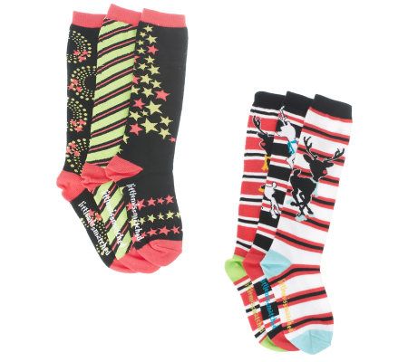 little missmatched CrazyCoordinate Holiday Stripes &StarsKneeHighs - A217939