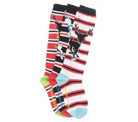 little missmatched CrazyCoordinate Holiday Stripes &StarsKneeHighs