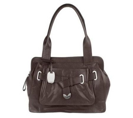 B. Makowsky Vintage Glove Leather Zip Top Framed Satchel - A219639