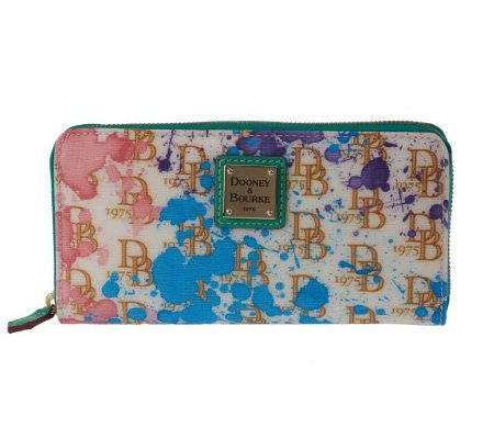 Dooney & Bourke Coated Cotton DB75 Splash Large Zip Around Wallet - A223139