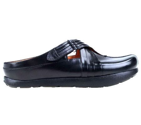 Kalso Fawn Leather Cross Strap Slip On Clogs