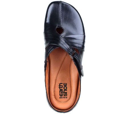 Kalso Fawn Leather Cross Strap Slip On Clogs