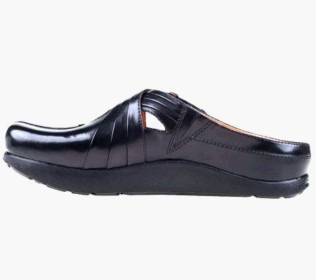 Kalso Fawn Leather Cross Strap Slip On Clogs