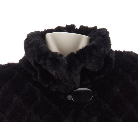 Dennis Basso Diamond Textured Faux Fur A-line Coat