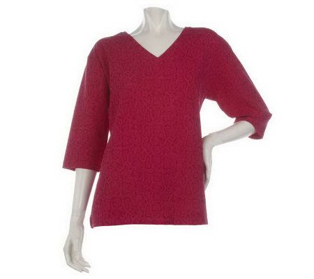 As Is Motto V-neck 3/4 Sleeve Snake Print Knit Tunic - A230339