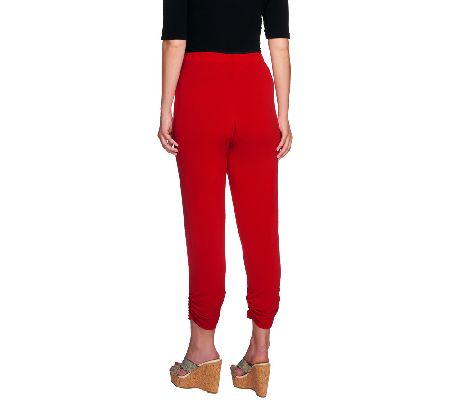 George Simonton Ruched Crystal Knit Elastic Waist Cropped Pants