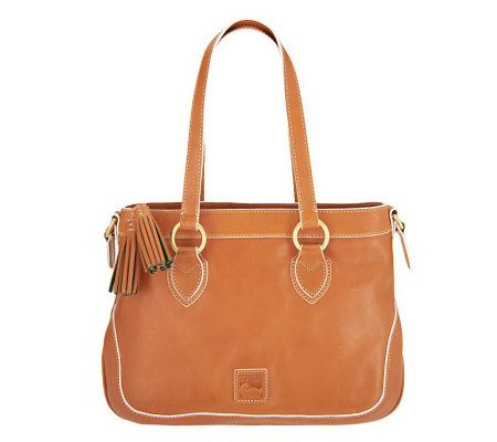 Dooney & Bourke Florentine Leather Shopper with White Edge Trim - A231939