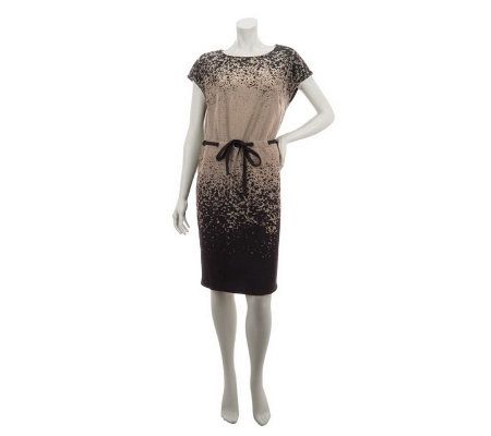 Linea by Louis DellOlio Placement Print Dress with Drawstring - A232339