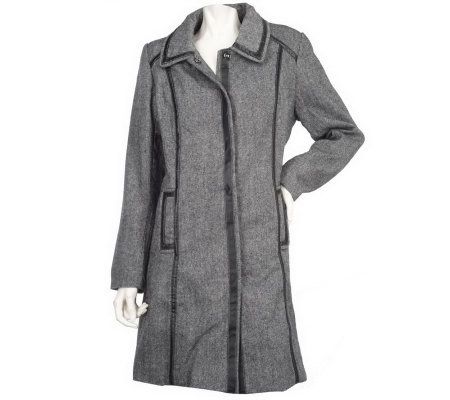 As Is Modernist by Guillaume Coat with Faux Leather Trim - A233039