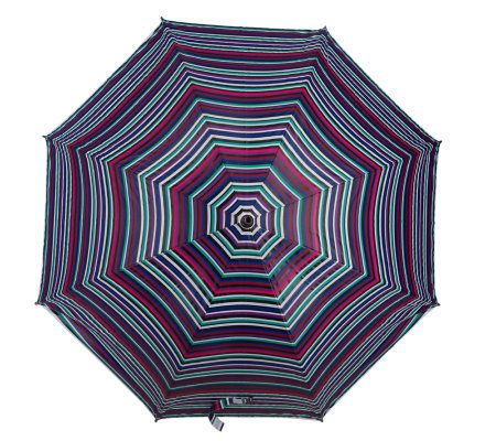 Dennis Basso Multi-color Striped Umbrella with Wood Handle