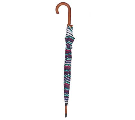 Dennis Basso Multi-color Striped Umbrella with Wood Handle