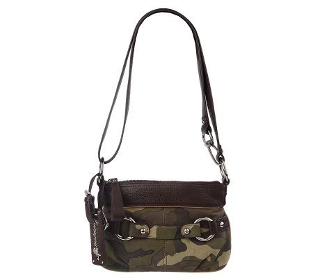 B.Makowsky Camouflage Leather Zip Top Convertible Crossbody Bag - A210140