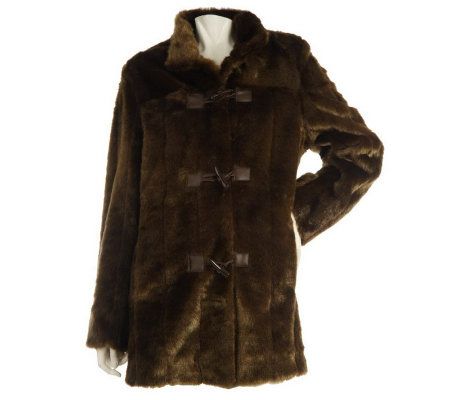 Dennis Basso Faux Fur Coat with Toggle Closure - A211140