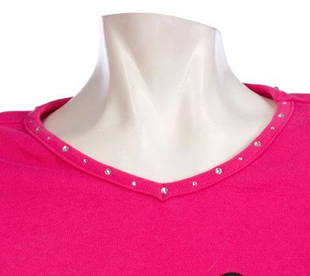 Quacker Factory 3/4 Sleeve Glamour Girls T-Shirt