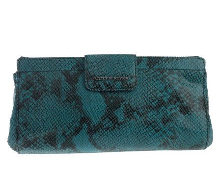 Judith Ripka Madison Python Embossed Leather Clutch w/ Chain Strap