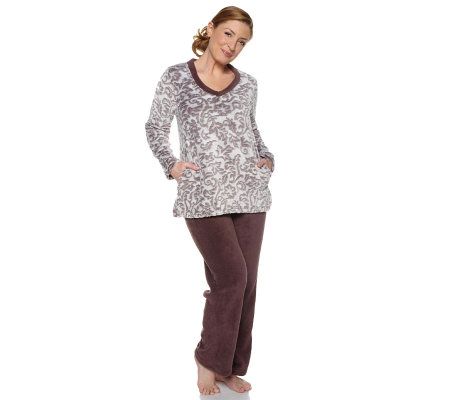 Carole Hochman Leaves Cloud Fleece 2-piece Lounge Set - A216840