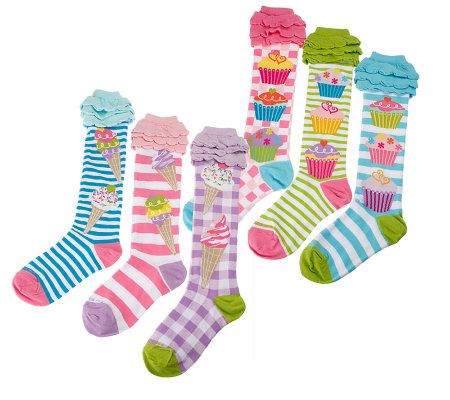little missmatched Cupcakes & Ice Cream Print Knee Highs - A217040