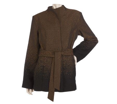 Kelly by Clinton Kelly Ombre Coat w/ Novelty Detail & Self Belt - A218740