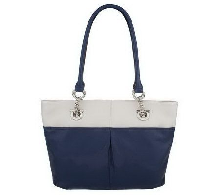 As Is Tignanello Two Tone Glove Leather E/W Tote Bag - A220640