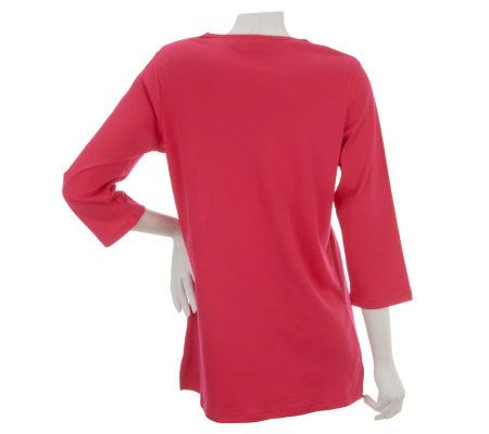 Quacker Factory 3/4 Sleeve Embroidered Floral Tunic