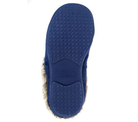 Dearfoams Microfiber Velour Clog with Frosted Faux Fur Lining