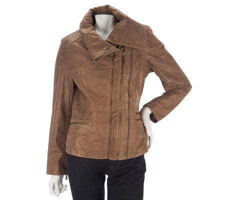 Bradley by Bradley Bayou Metallic Suede Asymmetrical Zip Jacket - A228140