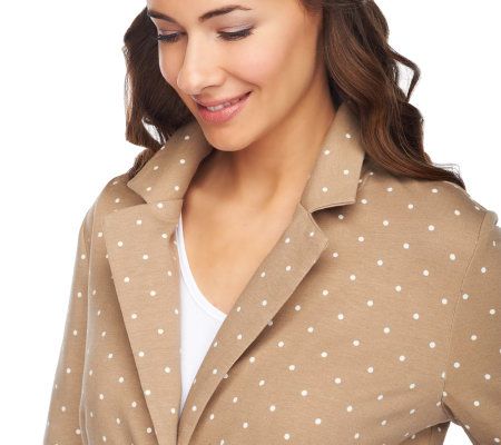 Liz Claiborne New York 3/4 Sleeve Polka Dot Knit Blazer