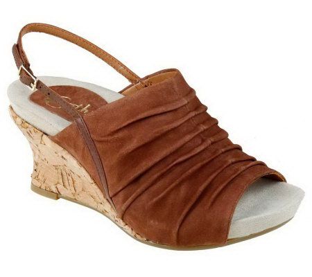 Earthies Kelderra Suede Wedge Sandals with Cork Heel - A231640