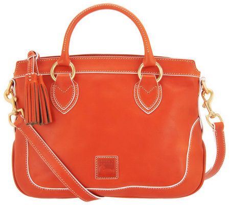 Dooney & Bourke Florentine Leather Short Handle Shopper with White Trim - A231940