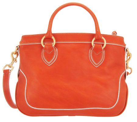Dooney & Bourke Florentine Leather Short Handle Shopper with White Trim