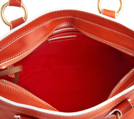 Dooney & Bourke Florentine Leather Short Handle Shopper with White Trim