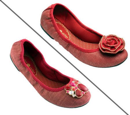Lindsay Phillips Liz Red Canvas Ballet Flats - A327640
