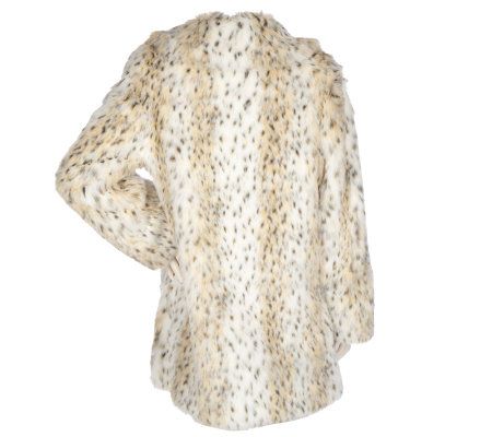 Dennis Basso Printed Faux Fur Coat with Convertible Collar